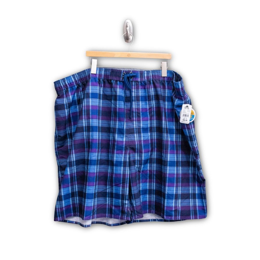 NWT DXL Plaid Swimming Trunks, Size 4X